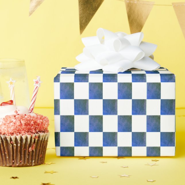 Papier Cadeau Coche en gras bleu et blanc Motif (Fête d'anniversaire)