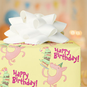 Papier Cadeau Cochon drôle Joyeux Anniversaire ! Géant Gâteau Ca