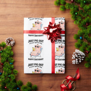 Papier Cadeau Cochon drôle se faisant bronzer - Cochon mignon po