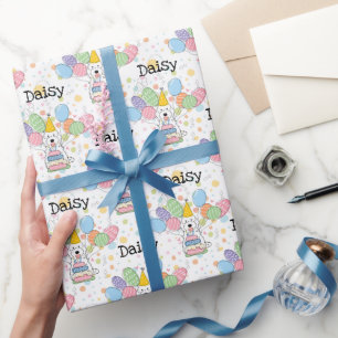 Papier Cadeau Cockapo blanc Cavapoo Chien Anniversaire