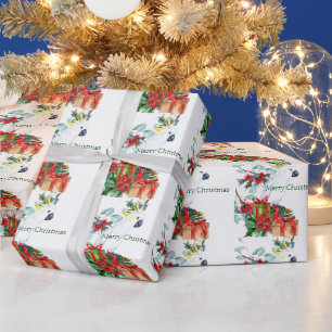 Papier Cadeau Cockatoo blanc présente Joyeux Noël