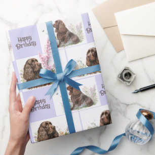 Papier Cadeau Cocker au chocolat espagnol Anniversaire