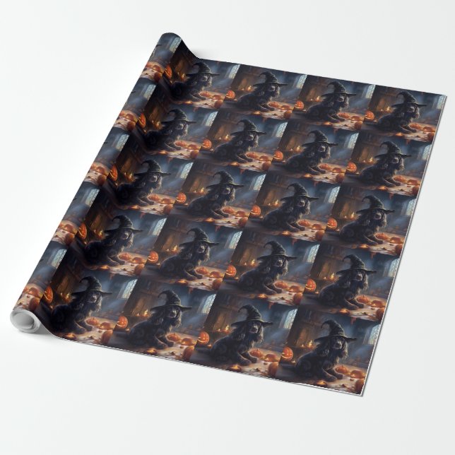 Papier Cadeau Cocker Spaniel Citrouilles Halloween effrayant (Déroulé)