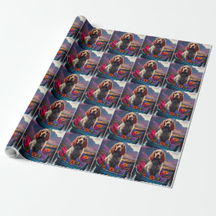 Papier Cadeau Cocker Spaniel sur une pagaie : une aventure Pitto