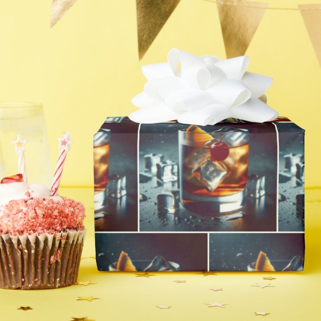 Papier Cadeau Cocktail à l'ancienne (Fête d'anniversaire)
