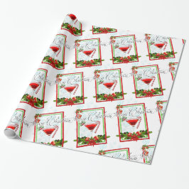 Papier Cadeau Cocktail de Noël Aquarelle Art