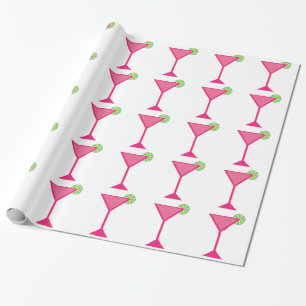Papier Cadeau Cocktail rose avec chaux