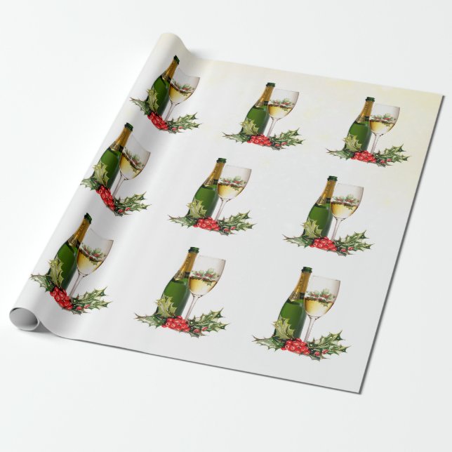 Papier Cadeau Cocktails de vacances Festive moderne fête de Noël (Déroulé)