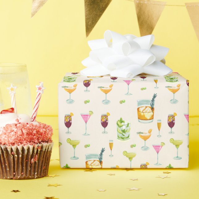 Papier Cadeau Cocktails Papier Motif (Fête d'anniversaire)