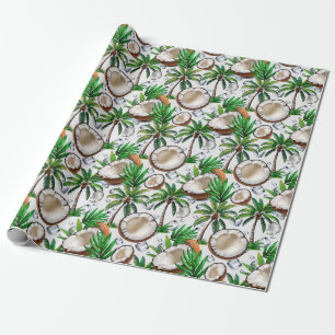 Papier Cadeau Cocotier Palm Tree Tropical Motif Design