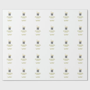 Papier Cadeau Code QR Golden Scan paillettes simple élégant call