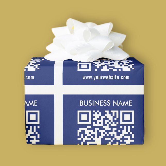 Papier Cadeau Code QR modifiable (généré instantanément) | bleu  (Créateur téléchargé)