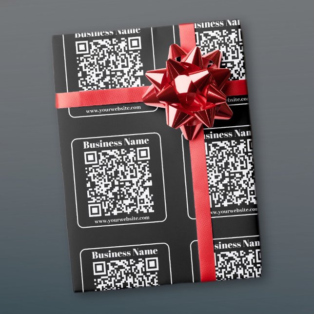 Papier Cadeau Code QR modifiable noir et blanc style moderne rét (Créateur téléchargé)