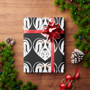 Papier Cadeau Coeur amoureux de la famille Empereur Penguin