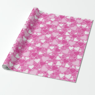 Papier Cadeau Cœur blanc et rose Anniversaire