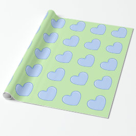 Papier Cadeau Cœur Bleu