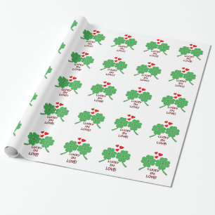 Papier Cadeau Cœur chanceux en amour Trèfle
