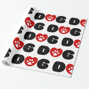 Papier Cadeau Coeur d'amour de chien