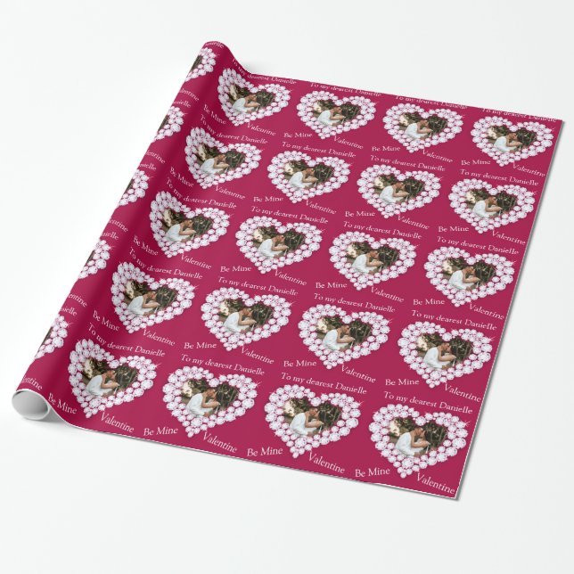 Papier Cadeau Coeur de diamant être ma valentine photo enveloppe (Déroulé)
