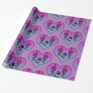 Papier Cadeau Coeur de fil barbu Roses noirs sauvages Thunder_Co