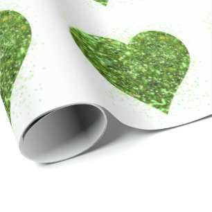 Papier Cadeau Coeur de parties scintillant pétillant vert amusan