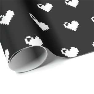 Papier Cadeau Coeur de pixel 8 bits