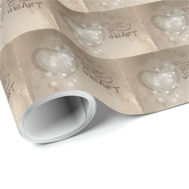 Papier Cadeau Coeur Encouragement Religieux, Grunge (Coin rond)