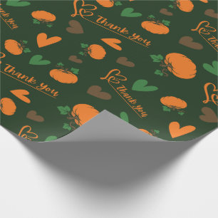 Papier Cadeau Coeur et Merci citrouille Thanksgiving en continu