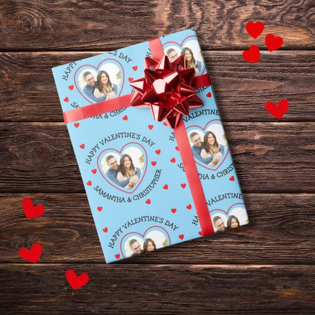 Papier Cadeau Coeur photo personnalisé et noms (Créateur téléchargé)