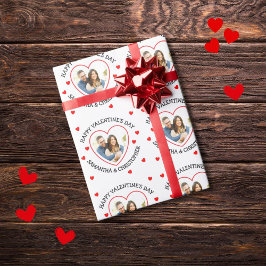 Papier Cadeau Coeur photo personnalisé et noms en blanc