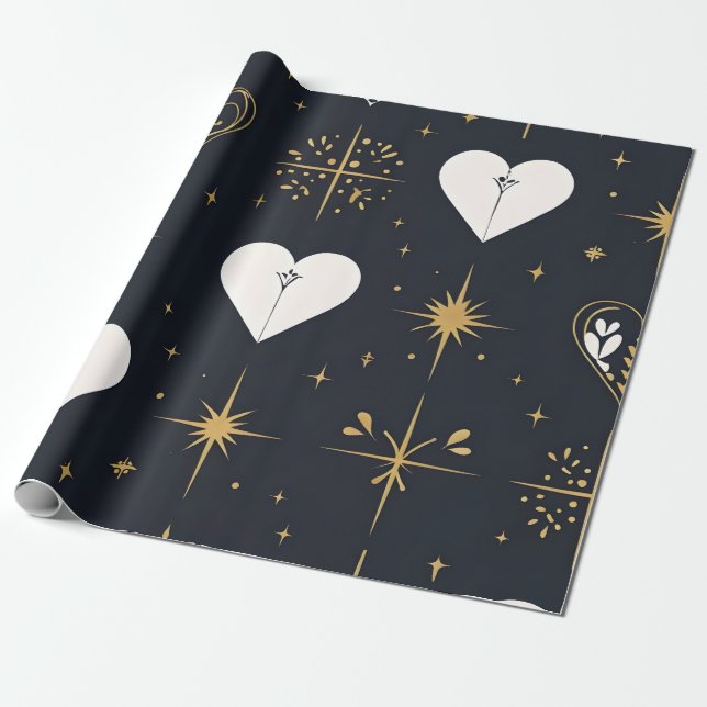 Papier Cadeau Coeur qui étincelle (Déroulé)