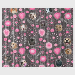 Papier Cadeau Coeur rose mignon et Flower Chien Maman Photo Coll