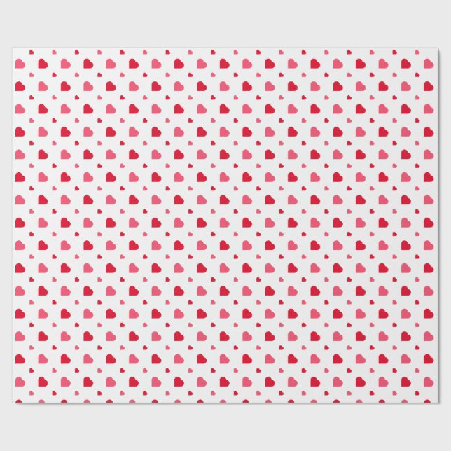 Papier Cadeau Cœur rouge et blanc pour la Saint-Valentin  (Plat)