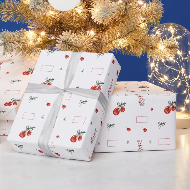 Papier Cadeau Coeur rouge Floral Cherry Sweet (Vacances)