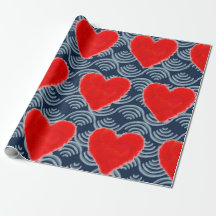 COEUR ROUGE PEINTÉ SUR BLEUE ARRIÈRE - PLAN CADEAU