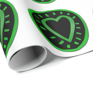 Papier Cadeau Coeur vert pour les verts 2 papier enveloppant