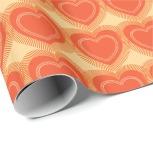 Papier Cadeau Coeurs abstraits modernes - mandarine