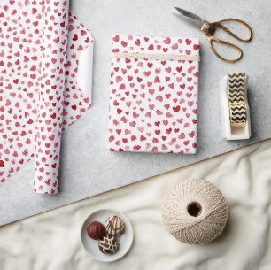 Papier Cadeau Cœurs Amour Roses Rouges Blancs
