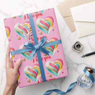 Papier Cadeau cœurs anniversaire Saint-Valentin anniversaire de