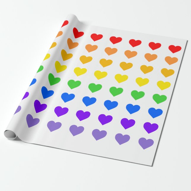 Papier Cadeau Coeurs arc-en-ciel (Déroulé)