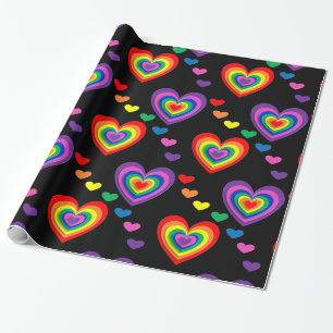 Papier Cadeau Coeurs arc-en-ciel papier d'emballage