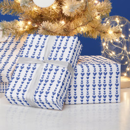 Papier Cadeau Coeurs bleus minimalistes Saint-Valentin