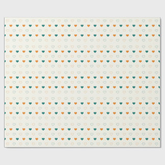 Papier Cadeau Cœurs charmants / crème orange vert