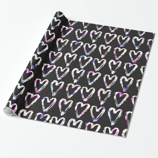 Papier Cadeau Coeurs colorés (Déroulé)