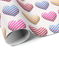 Coeurs couleur pastel rayé de bonbons