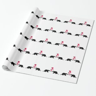 Papier Cadeau Coeurs d'amour de blaireau de miel