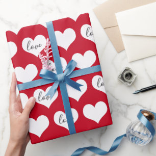 Papier Cadeau Coeurs d'amour sur le rouge