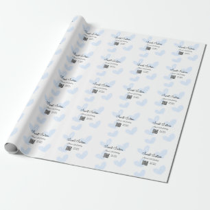 Papier Cadeau Coeurs d'aquarelle bleu QR Sweet sixteen anniversa
