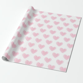 Papier Cadeau Coeurs d'aquarelle rose. Amour. Valentines rougies