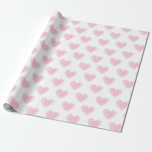 Papier Cadeau Coeurs d'aquarelle rose. Amour. Valentines rougies